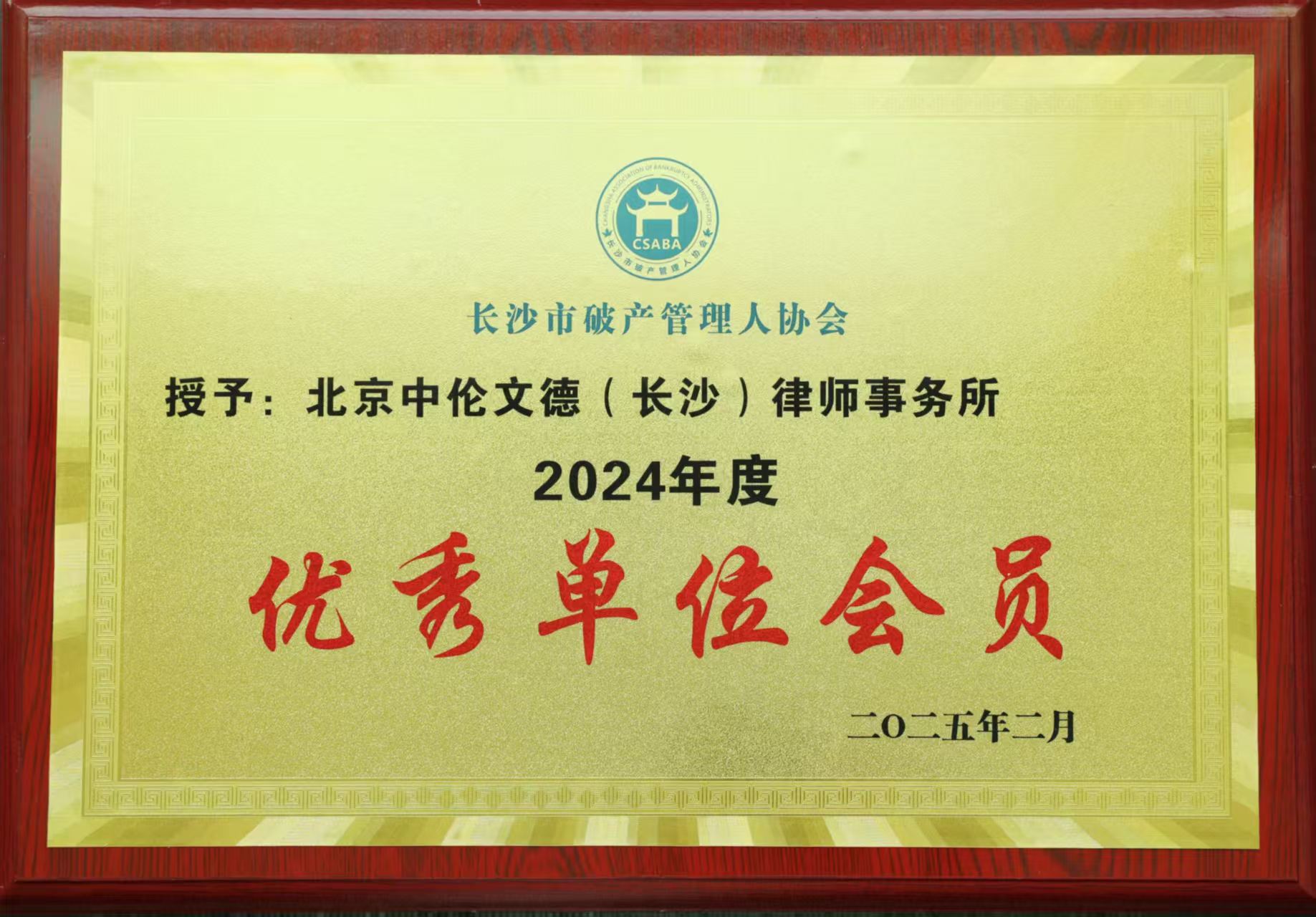 2024年长沙破产管理人协会优秀单位会员